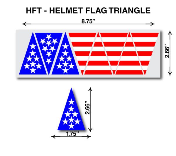 A picture of the front and back of a helmet flag.