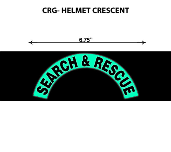 A crg helmet crescent with the words " search & rescue ".