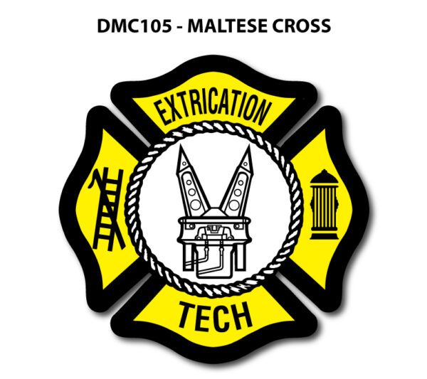 A maltese cross with the name of extrication tech on it.