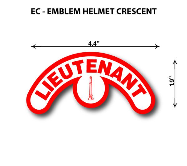 A red helmet crescent with the word " lieutenant " written on it.