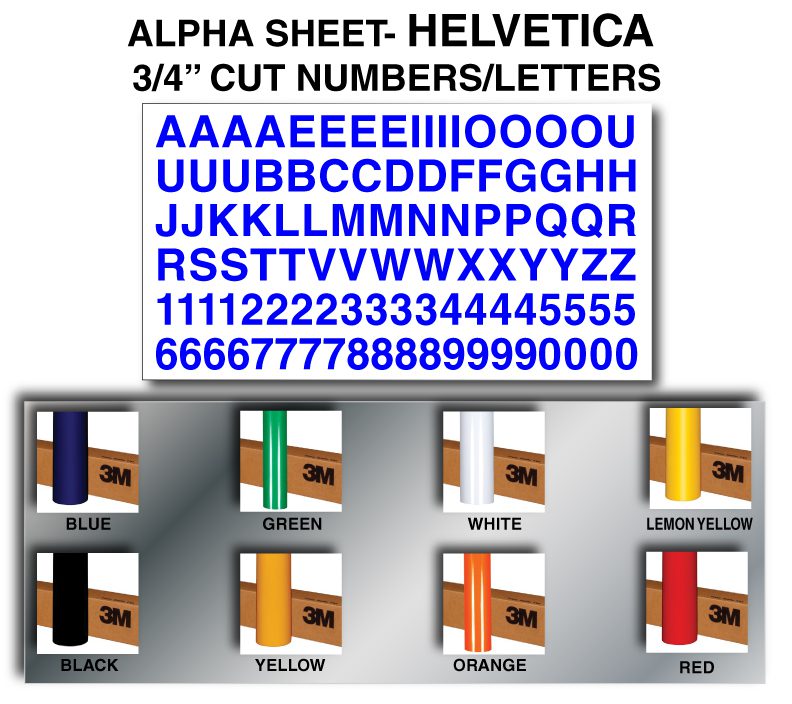 An Alpha Sheet Helvetica Cut Numbers Two
