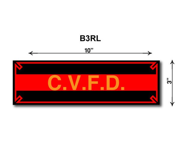 A red and black fire department patch with the letters " c. V. F. D ".