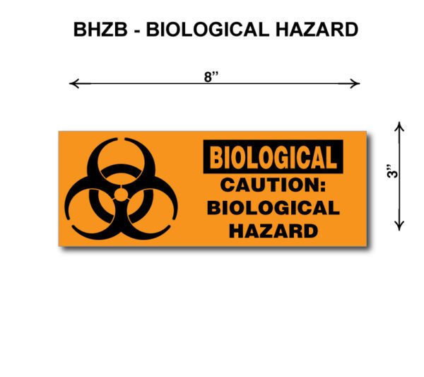 A sign that says biological hazard and has an image of a biohazard symbol.