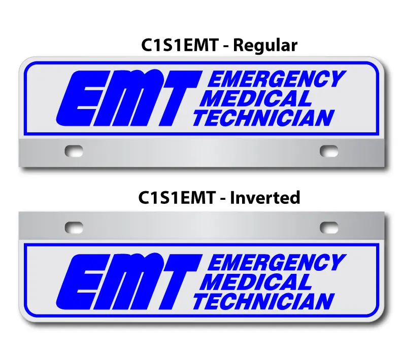 EMT Sign Sticker Plates in Regular and Inverted Options