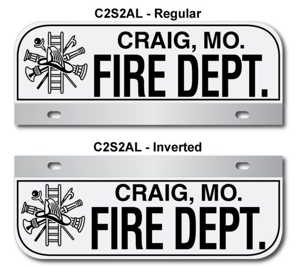 A pair of fire department license plates with the name " craig, mo."