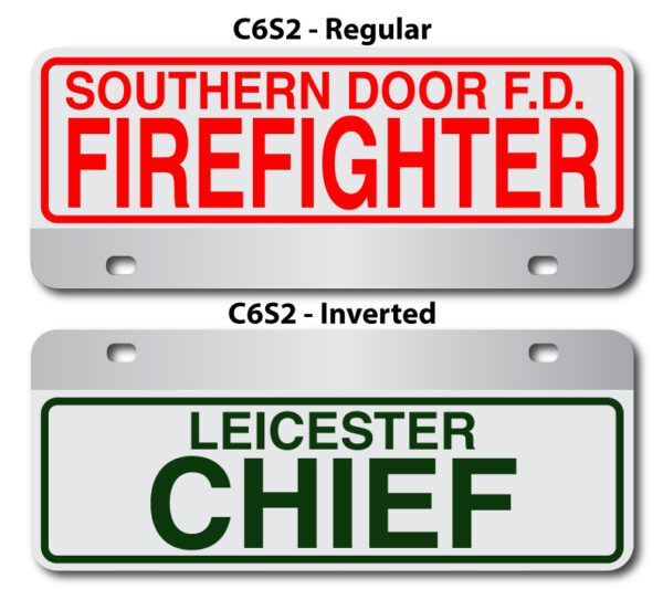 A picture of two different fire department signs.