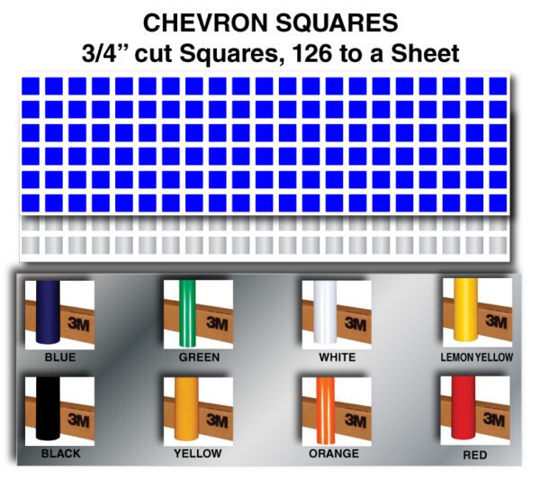 A picture of different colors and sizes of squares.