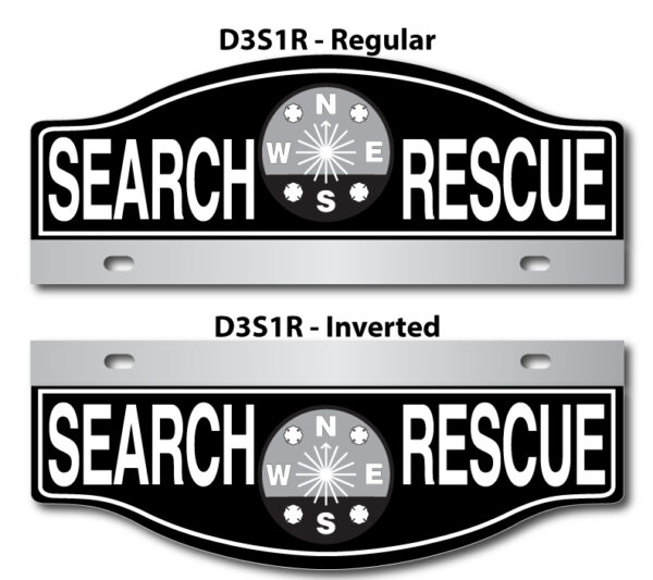 A pair of signs that say search and rescue.