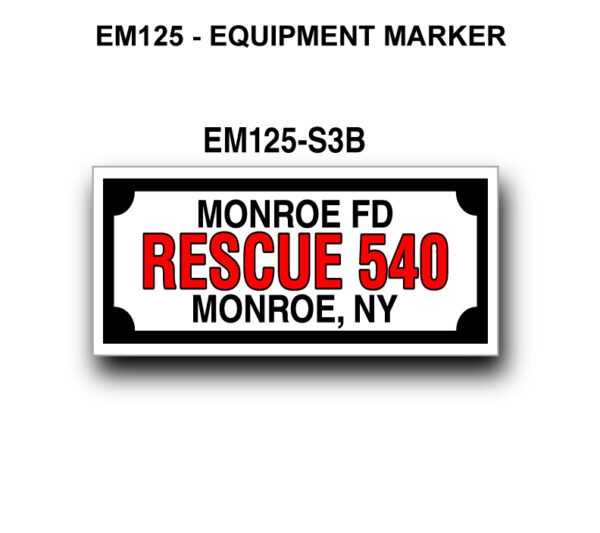 A sign that says " em 1 2 5-equipment marker ".