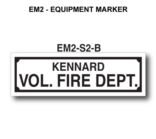 A black and white picture of an em 2 marker.