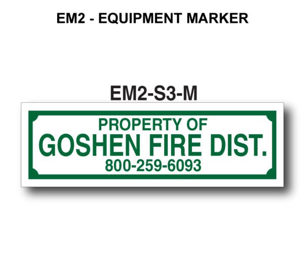 A sign that says em 2-equipment marker