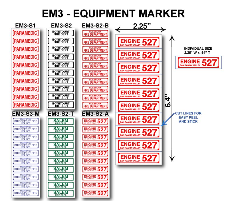 Colored Equipment Marker Sign Stickers With Easy Cut Guides