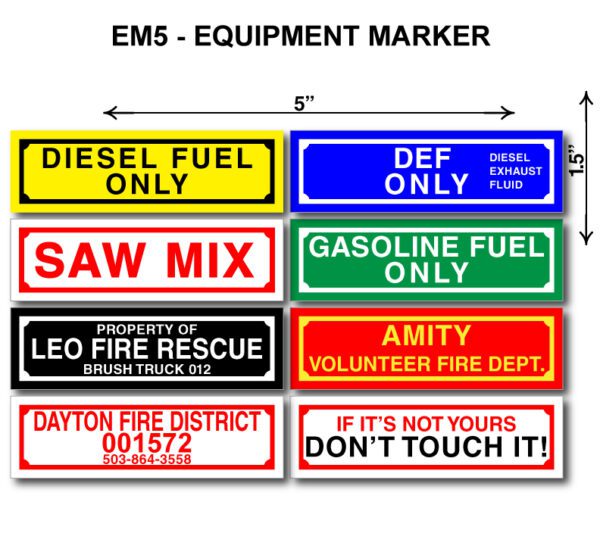 Colored Equipment Marker Sign Stickers