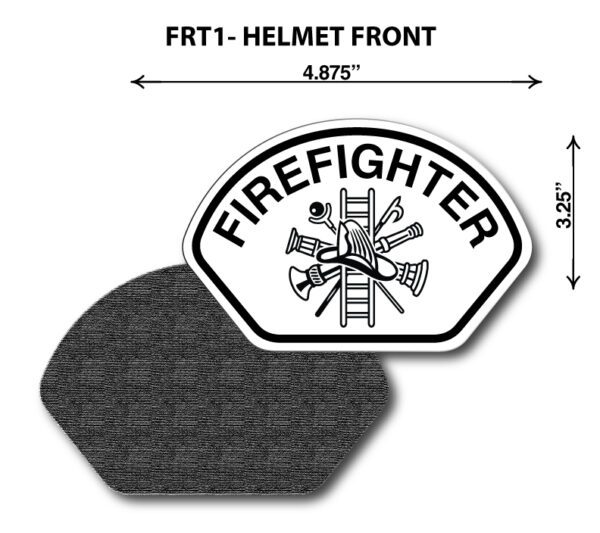 A firefighter helmet front with the words " frt 1-helmet front ".