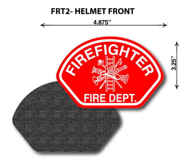 A red and white fire fighter patch on top of a black piece.