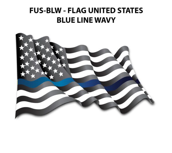 A flag with the words " fus-blw-flag united states blue line wavy ".