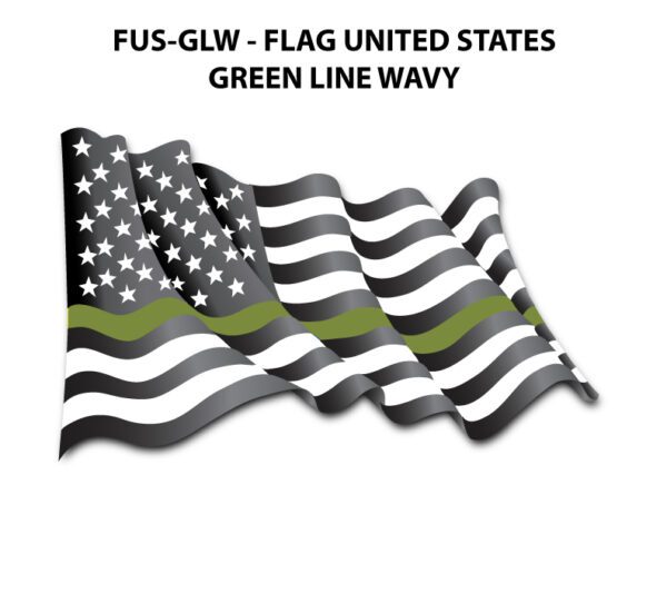 A flag with the american flag and green line wavy.