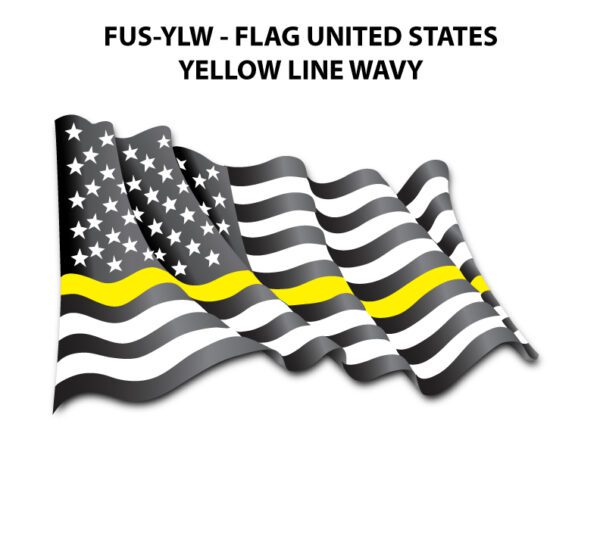 A yellow line wavy flag with the words fus-ylw-flag united states