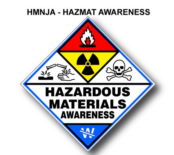 A picture of an hazardous materials awareness sign.