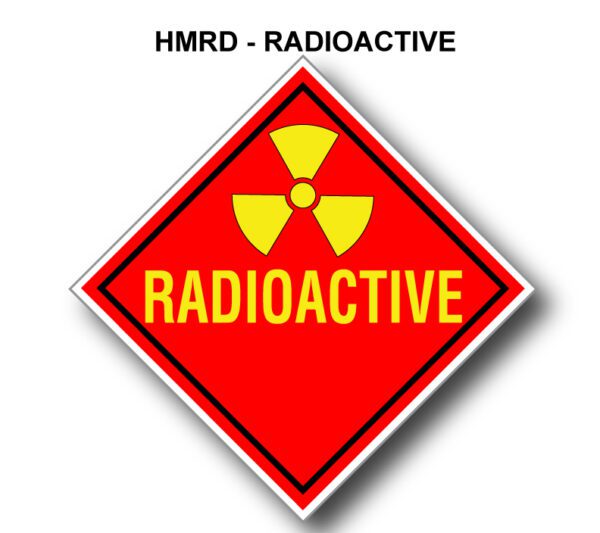 A red diamond with yellow radioactive symbol on it.