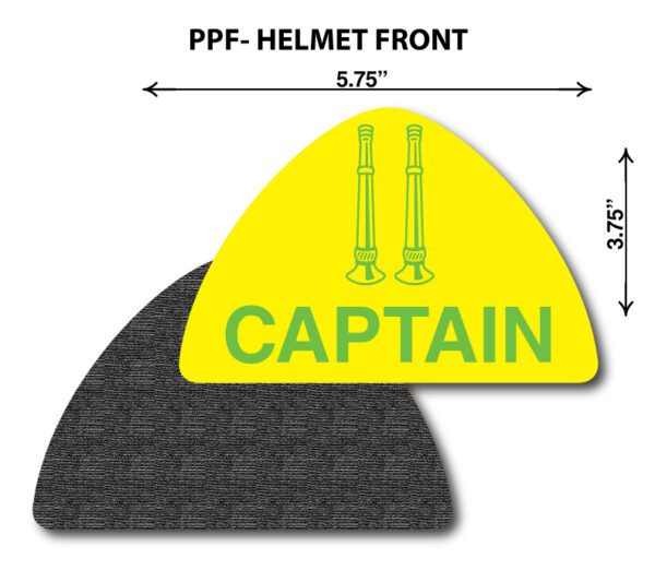 A yellow helmet with the words captain written on it.