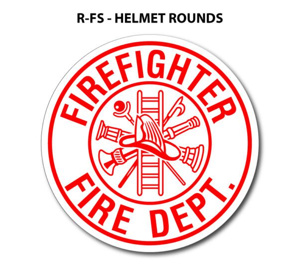 A round sticker with the words " firefighter fire dept."