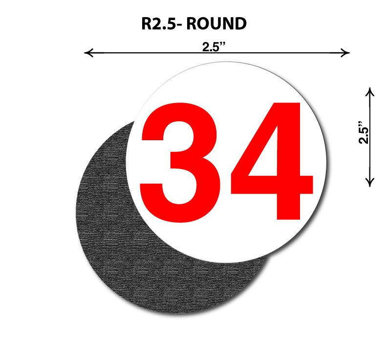R2.5L Round Sticker With Measurements