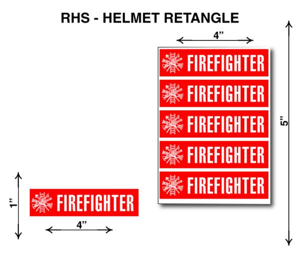 A red and white sticker with the words " firefighter ".