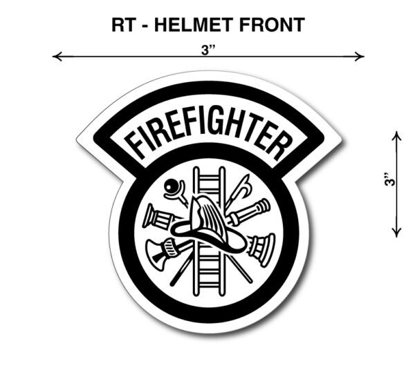 A black and white sticker of the firefighter logo.