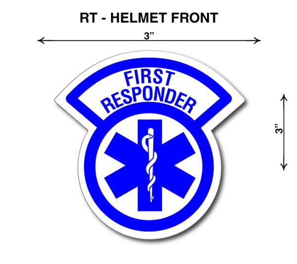 A blue and white sticker of an emergency medical technician.