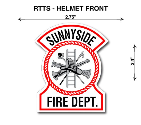 A fire department patch is shown on top of the side of a building.