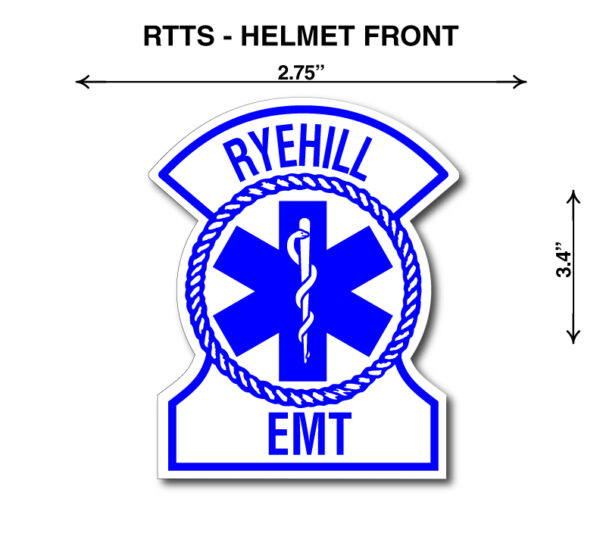 A blue and white patch of ryehill emt