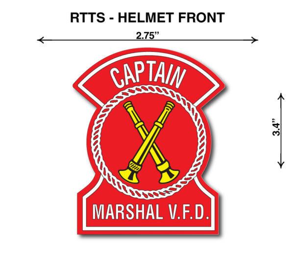 A red patch with the words " captain marshall v. F. D ".