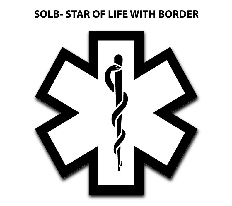 Star of Life Cut Sticker With Border in Black and White