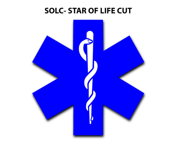 A star of life cut out with the word solc on it.