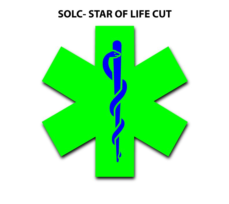 Star of Life Die Cut Sticker in Green and Blue