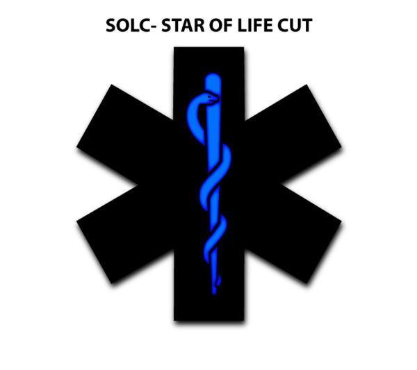 A star of life with the blue line on it.