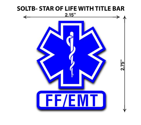 A blue star of life with the words " ff / emt " and " soltb-star of life with title bar ".