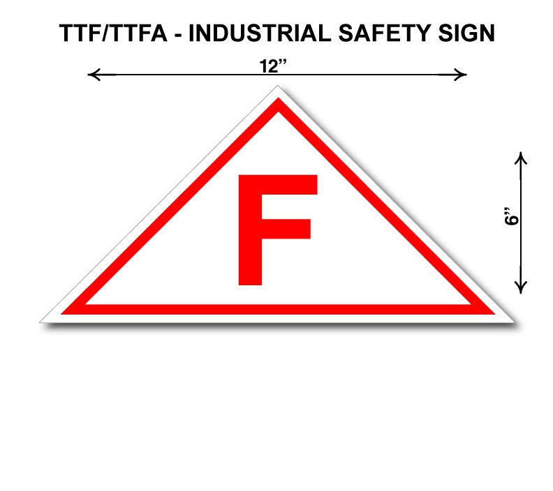 Trapezoid Sticker Sign With Measurements for Industrial Safety