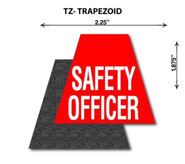 A red triangle with the words " safety officer " on it.