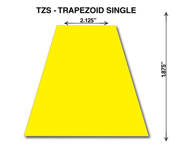 A yellow triangle with the words tzs-trapezoid single in it.