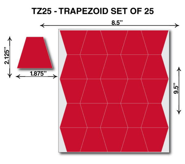 A set of 2 5 red triangles with measurements.