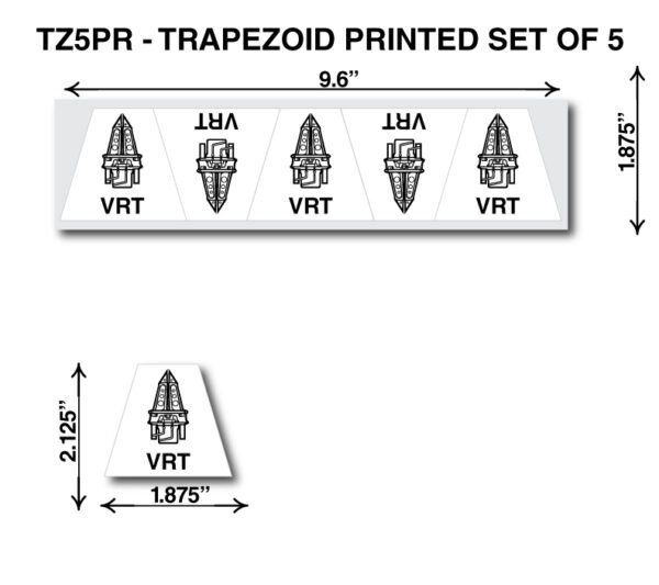 A set of 5 different sizes of trapezoid printed sets.