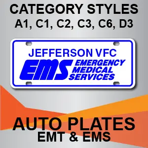 Jefferson VFC EMS license plate.