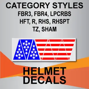 American flag helmet decals in various styles.