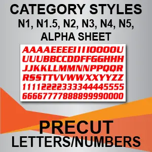 Red precut alphabet and number stickers.