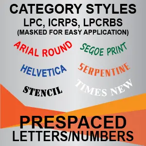 Pre-spaced letters and numbers in various styles.