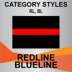 Red line on black background, "Redline Blueline"