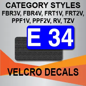 E34 Velcro decals for category styles.