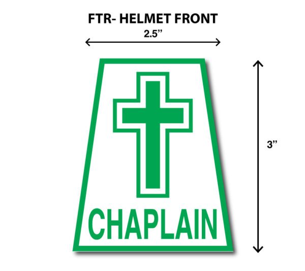 Green cross helmet patch for chaplain.